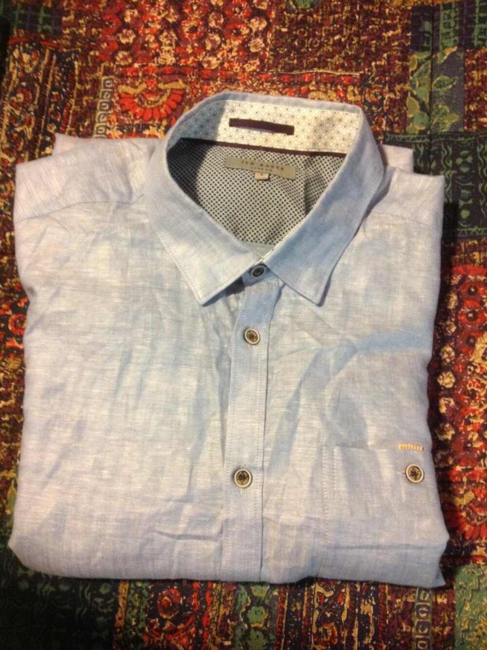 Ted Baker Men's Long Sleeve Casual Blue Shirt, USA Size Large (4) - Gently Used